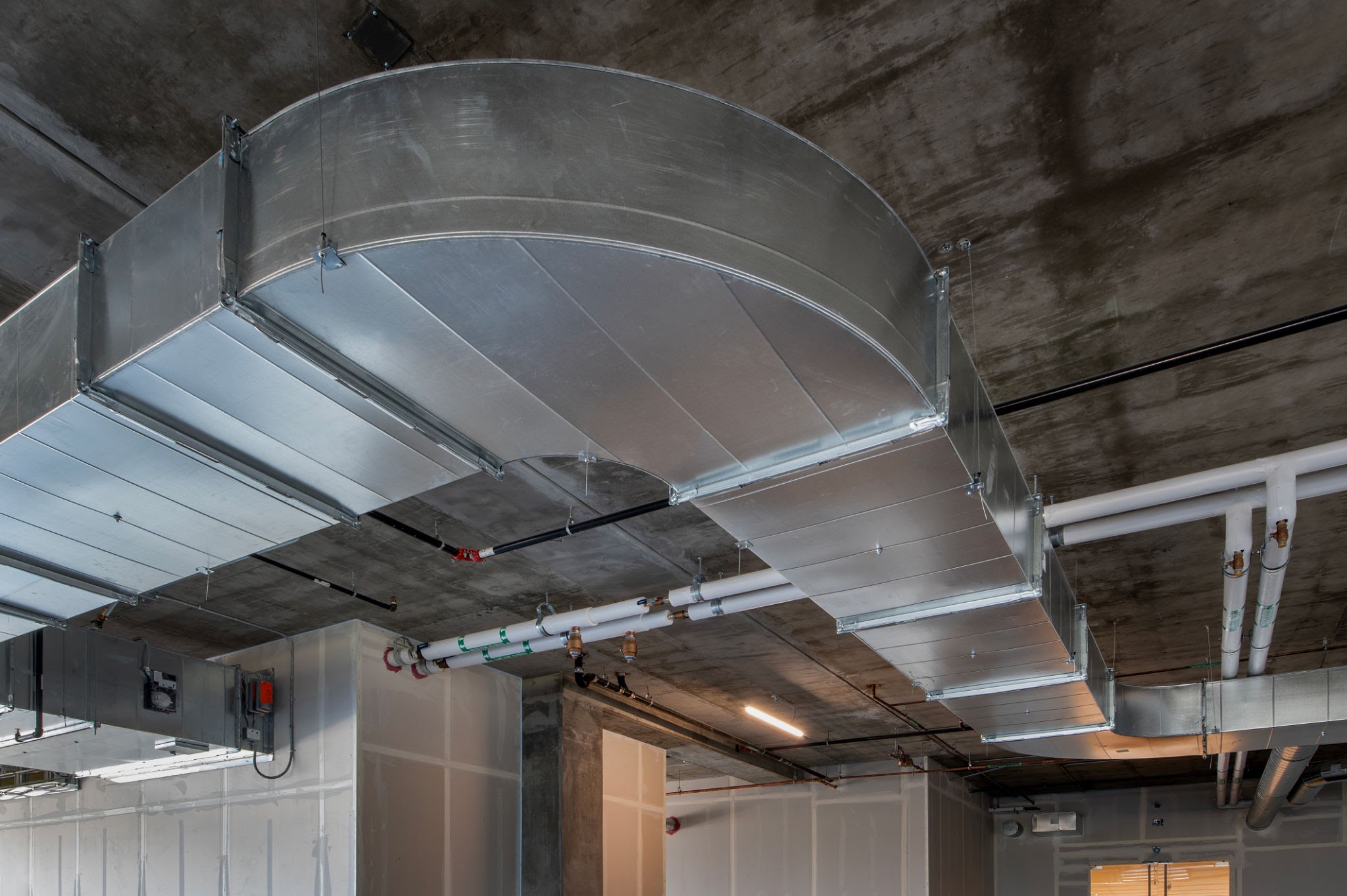 large ventilation duct for an industrial hvac installation